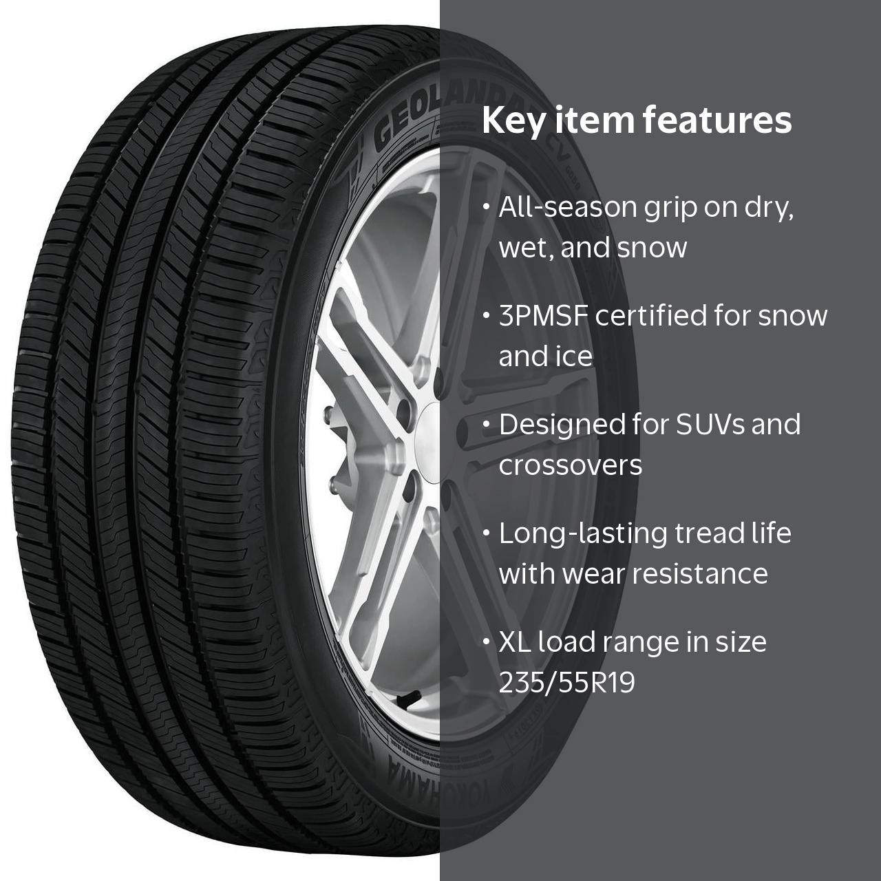 Yokohama Geolandar CV G058 All Season SUV Crossover Tire 235/55R19