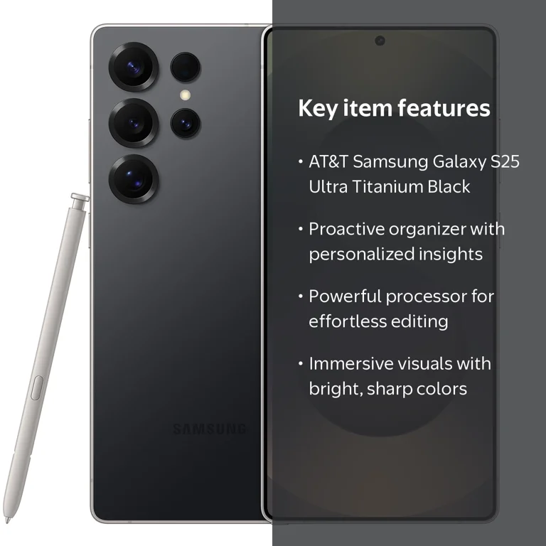 AT&T Samsung Galaxy S25 Ultra, Titanium Black, 256GB - Walmart.com