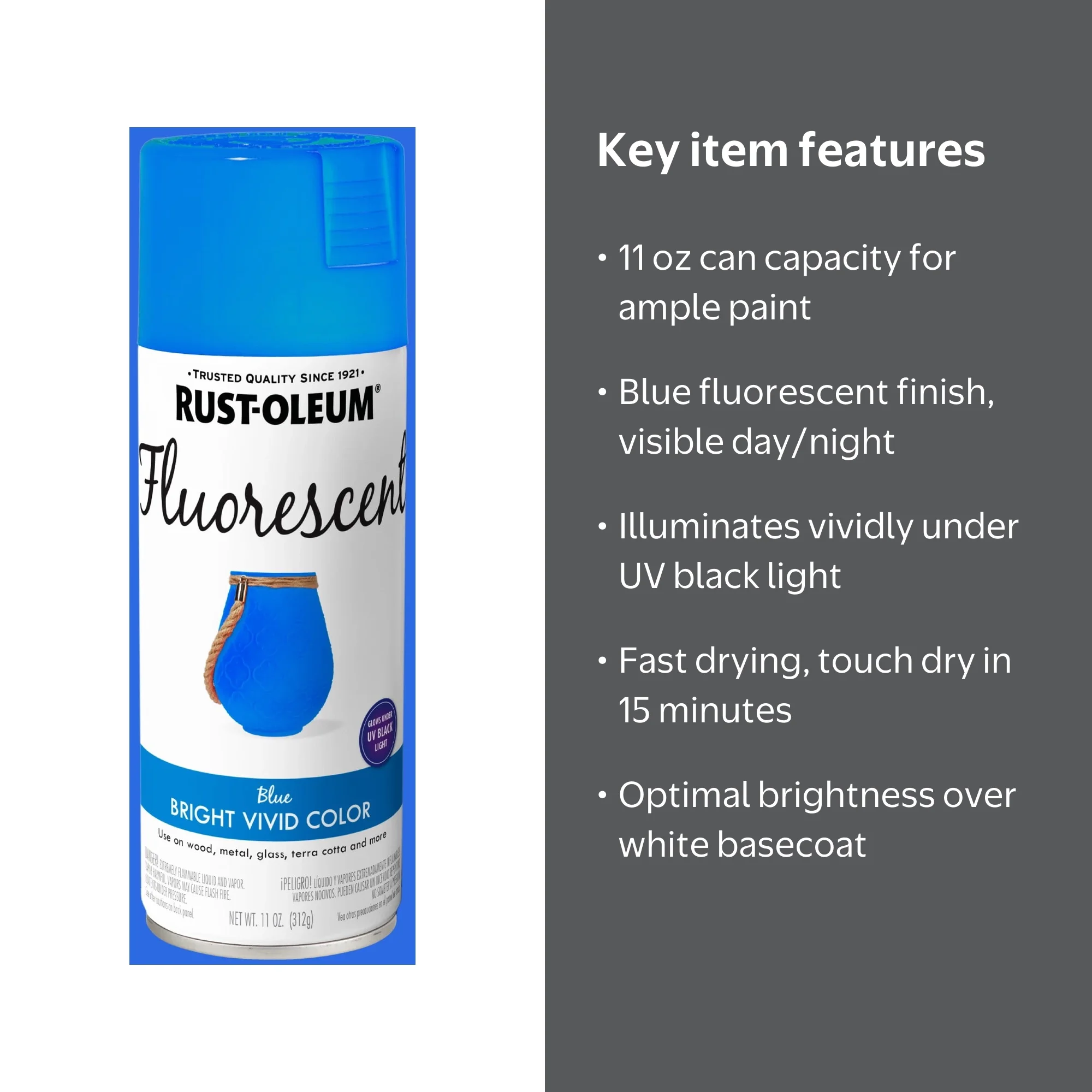 Blue, Rust-Oleum Fluorescent Spray Paint-398583, 11 oz - Walmart.com