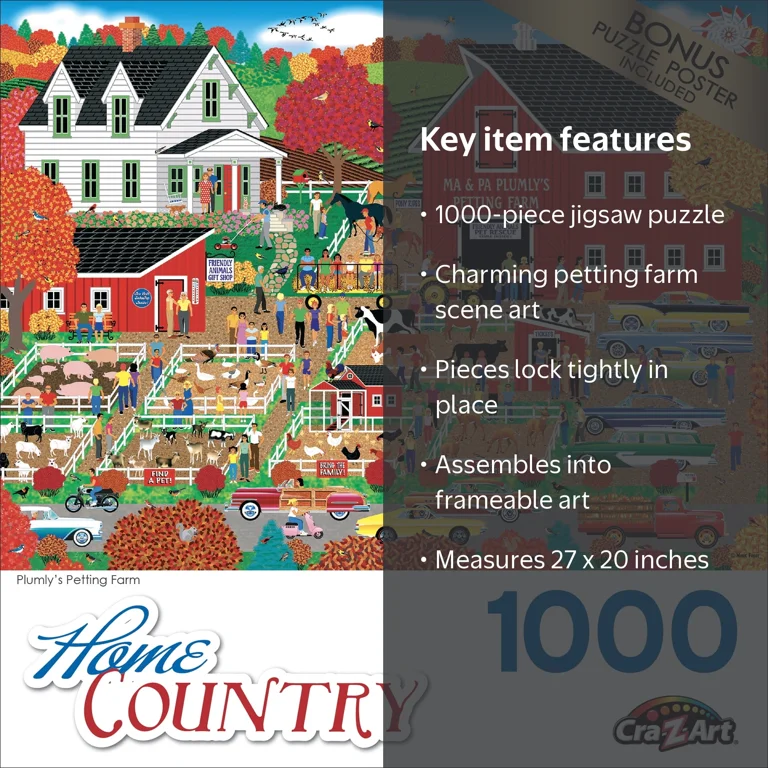 Cra-Z-Art Home Country 1000-Piece Plumly's Petting Farm Jigsaw