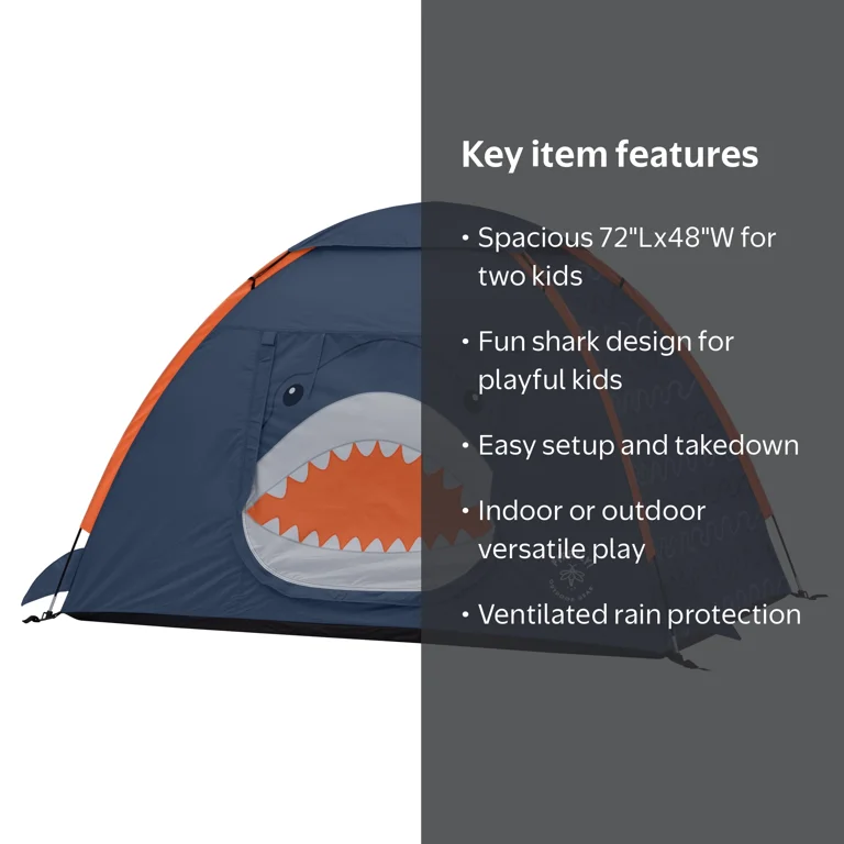Finn the Shark 2-Person Kid's Camping Tent Navy/Orange - Walmart