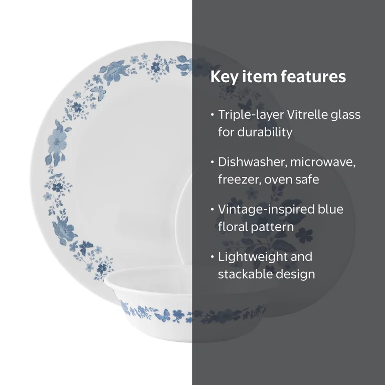 Free Shipping! The Pioneer Woman 12-Piece Dinnerware Set Evie Blue