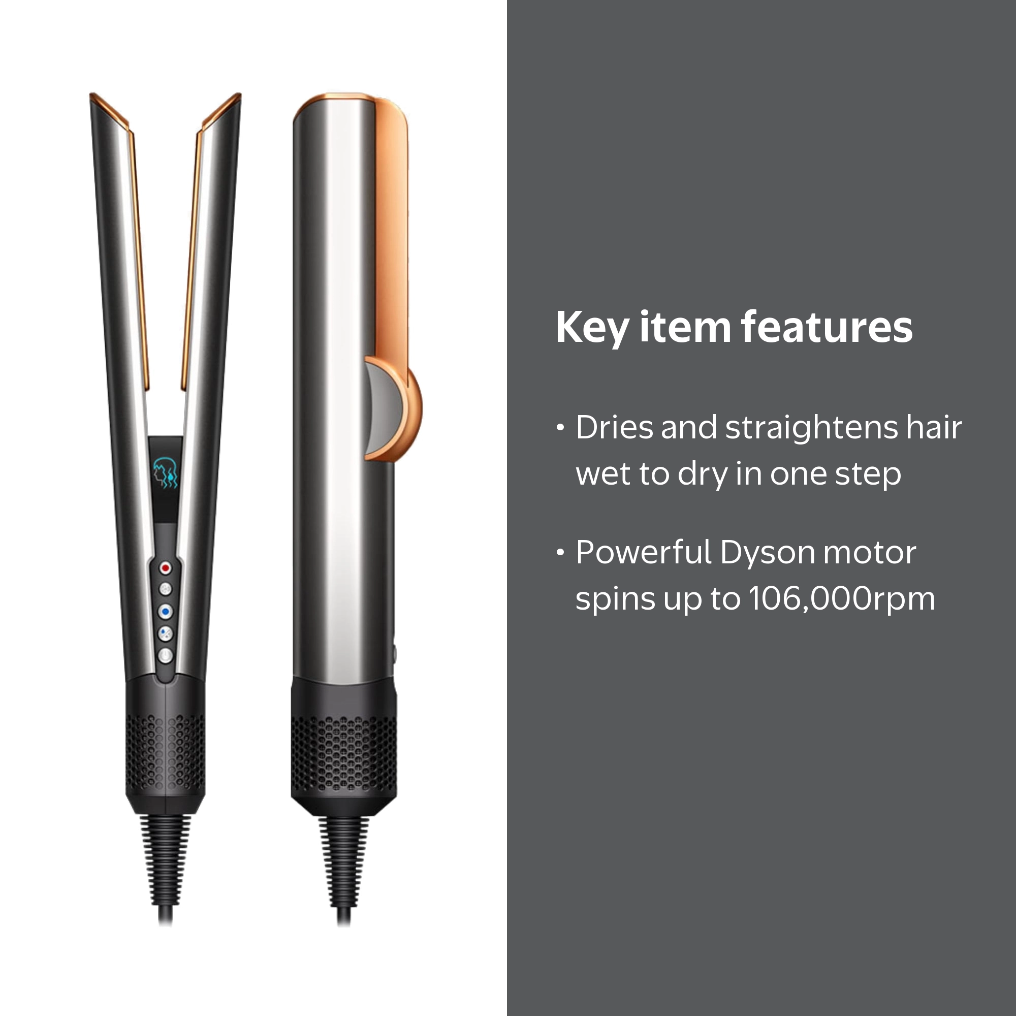 Dyson Airstrait HD16 本体 Dyson Airstrait Straightener, Nickel Copper, Dries and Straightens