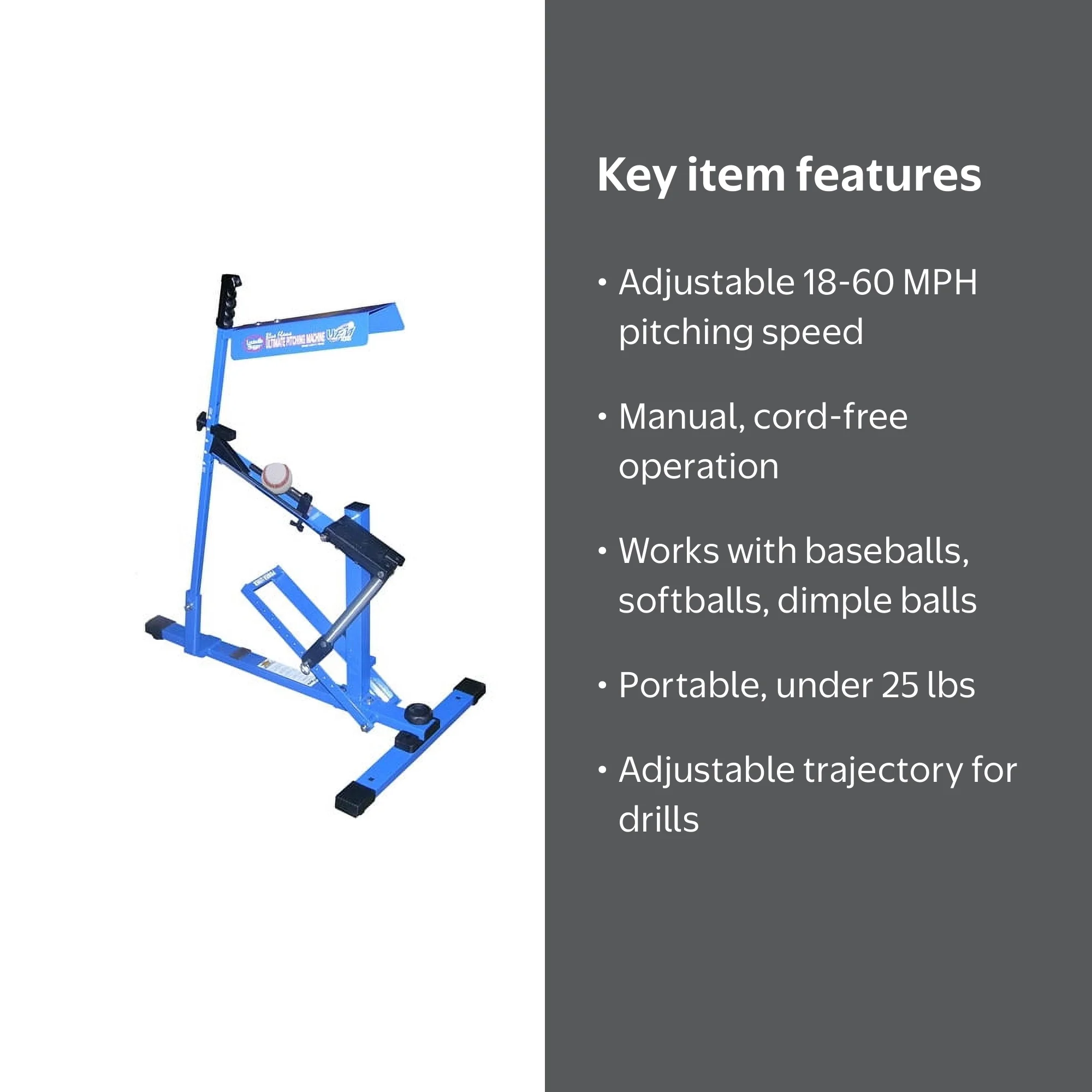 Louisville Slugger, Pitching Machine, Blue Flame, Throws Up to 60