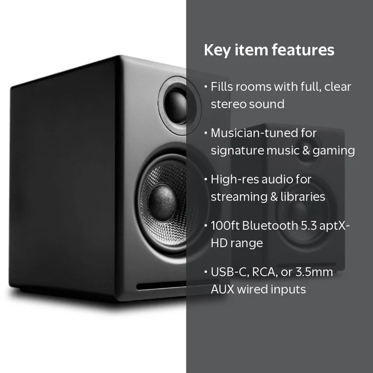 Audioengine A2 24 Bit HiRes Desktop Speakers with Bluetooth - Pair