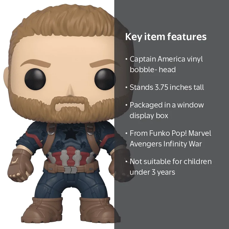 Funko, Vinyl Bobble-Head, Captain America, Avengers Infinity War