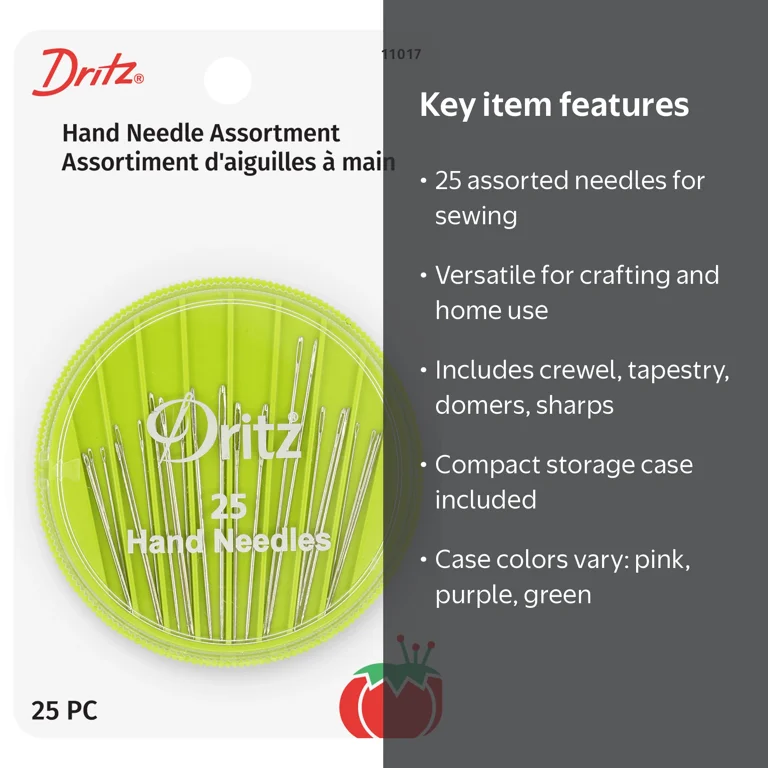 Dritz Hand Needles 25 Pack with Storage Case for Hand Sewing and