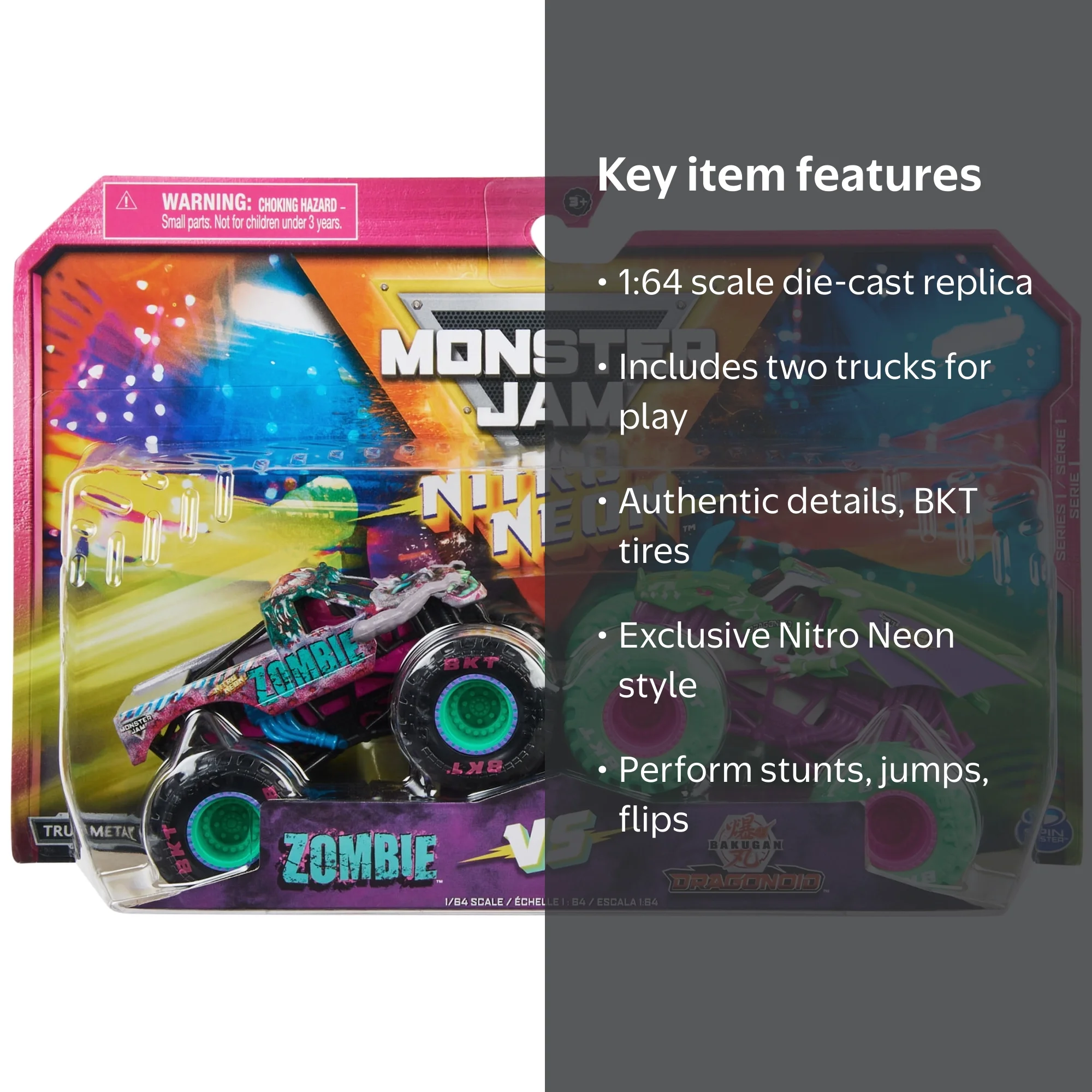 Monster Jam 1:64 Nitro Neon Monster Trucks 2-Pack - Walmart.com