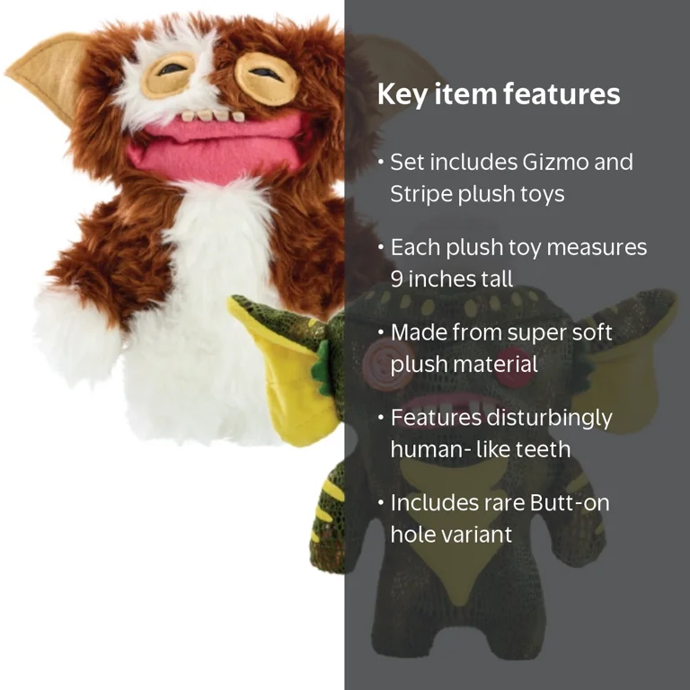 Fuggler Gremlins 9 inch (Gizmo & Stripe) Soft Plush, Funny Ugly