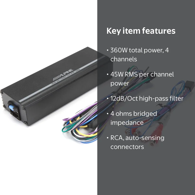 Alpine KTP-445U Car Audio 4 Channel 360W Amp Behind Radio