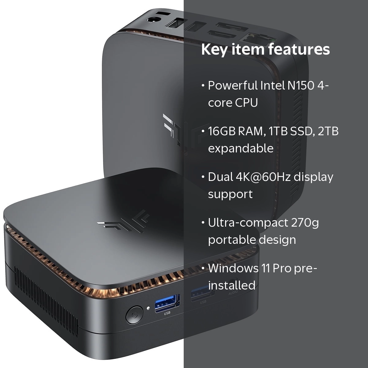 NIPOGI Mini PC, Intel 12th Gen N150 Processor, 16GB DDR4, 512GB