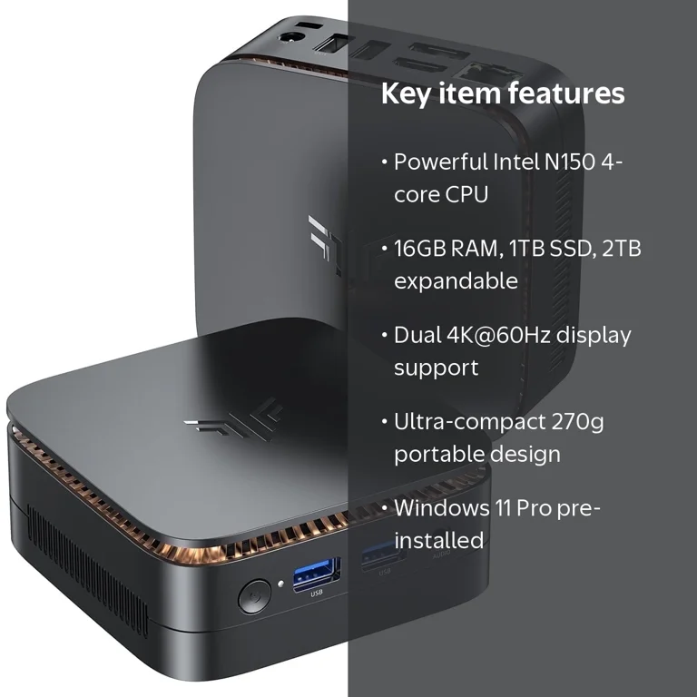 NIPOGI Mini PC, Intel 12th Gen N150 Processor, 16GB DDR4, 512GB