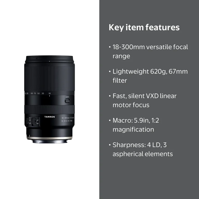 Tamron 18-300mm f/3.5-6.3 Di III-A VC VXD All-in-One Zoom Lens for