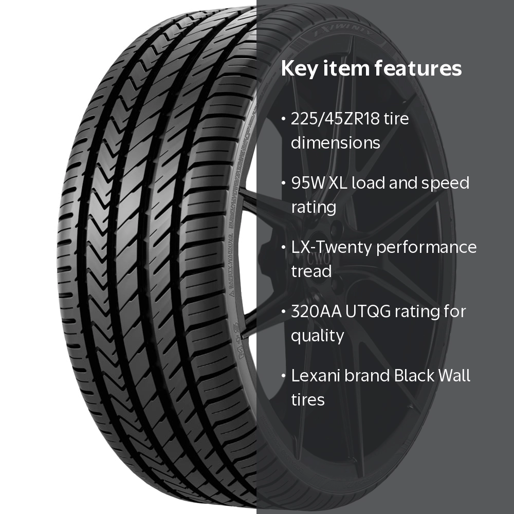 225/45ZR18 Lexani LX-Twenty 95W XL Black Wall Tire - Walmart.com