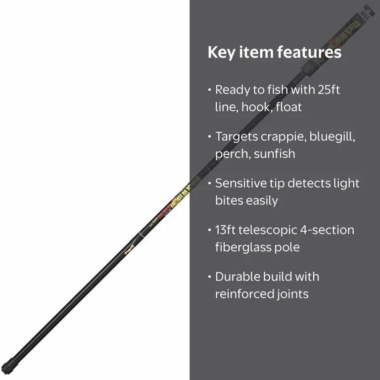 13 ft telescopic fishing rod FINNECT clean sensitivity 13' South Bend Telescopic Fishing