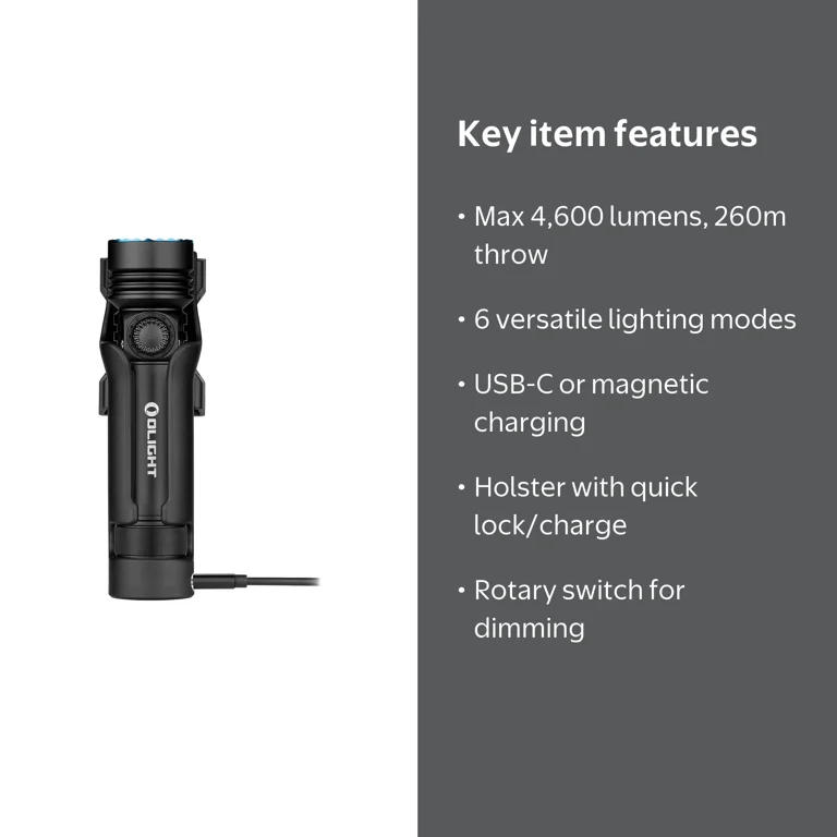 Olight Seeker 4 Pro Rechargeable Flashlight, Waterproof, 4600