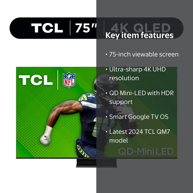 TCL 75” Class QM7 (75QM751G) 4K UHD HDR QD Mini-LED Smart TV with
