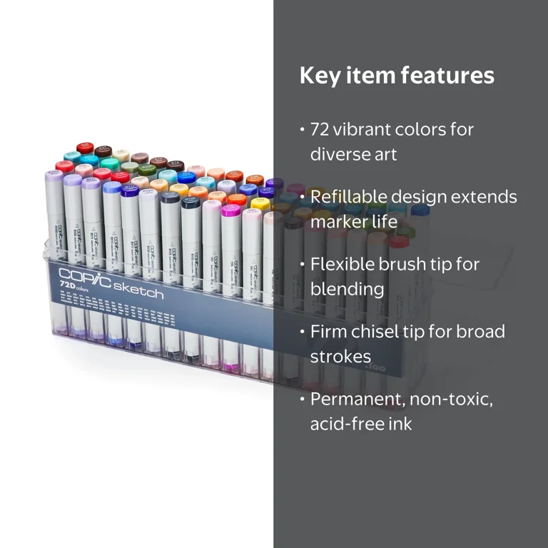 Copic Sketch Marker Set, 72-Colors, D - Walmart.com