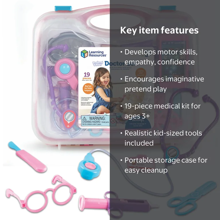 Learning Resources Pretend & Play Doctor Set, Pink - Medical Kit