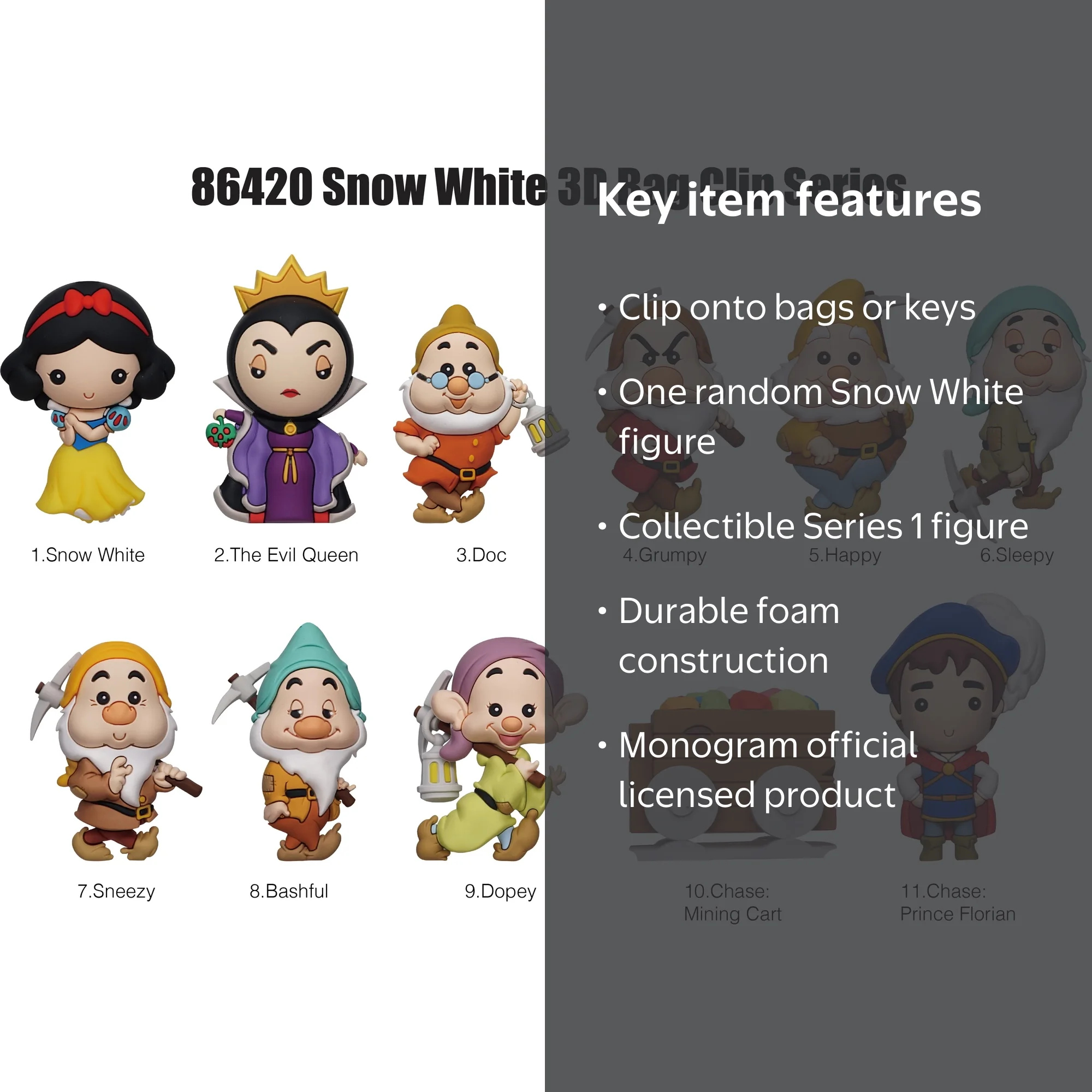 Monogram, Disney 3D Figural Bag Clip Snow White Series 1 Mystery
