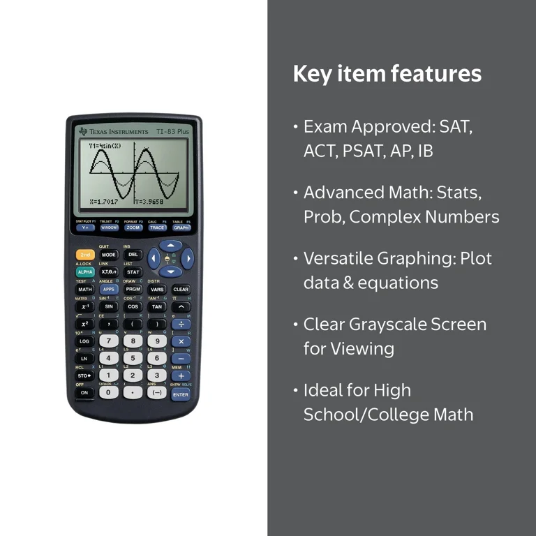 Texas Instruments TI-83 Plus Graphing Calculator for Math