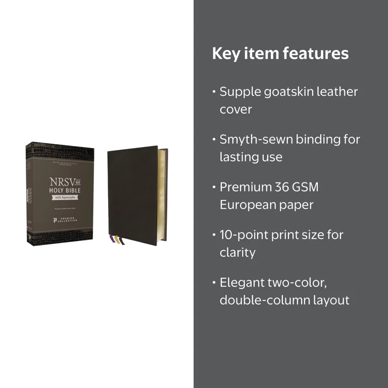 Nrsvue, Holy Bible with Apocrypha, Premium Goatskin Leather, Black