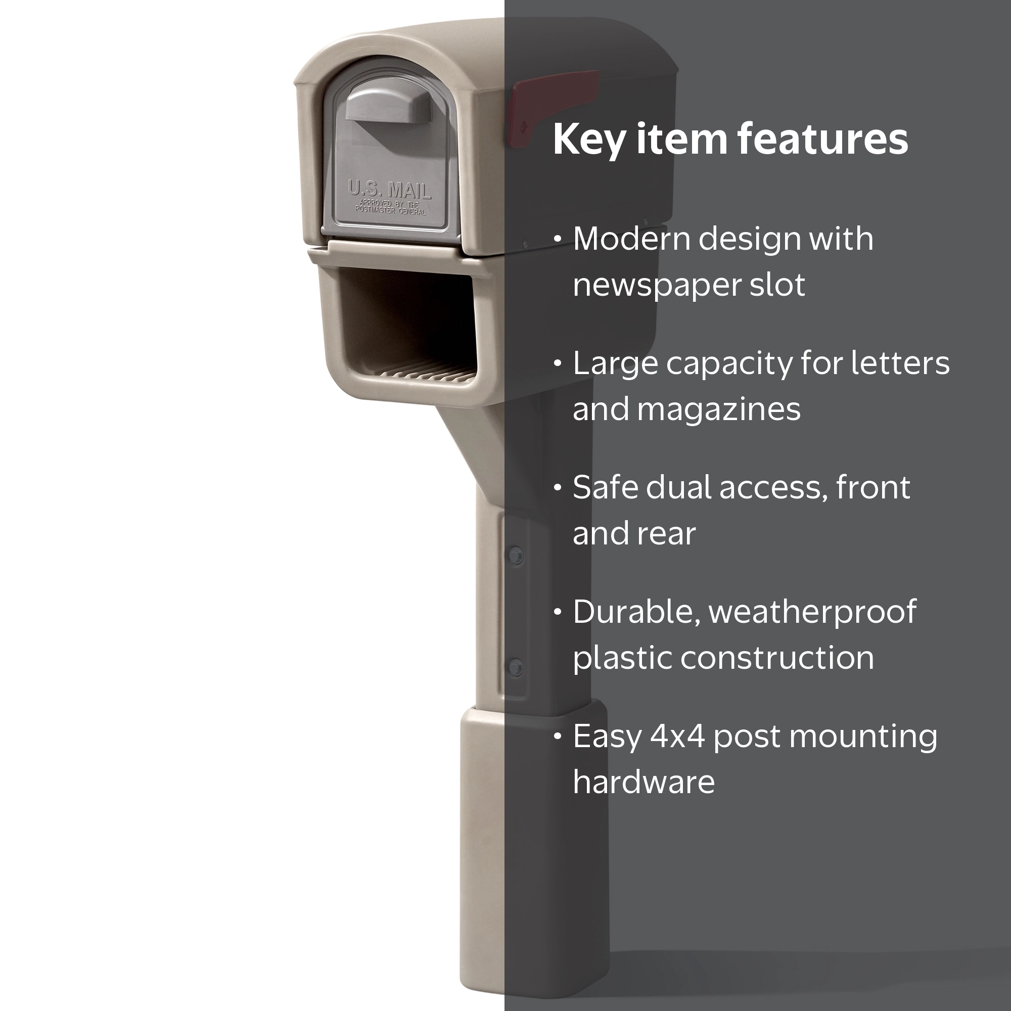 Step2 MailMaster Express Plus Plastic Mailbox Mocha Finish