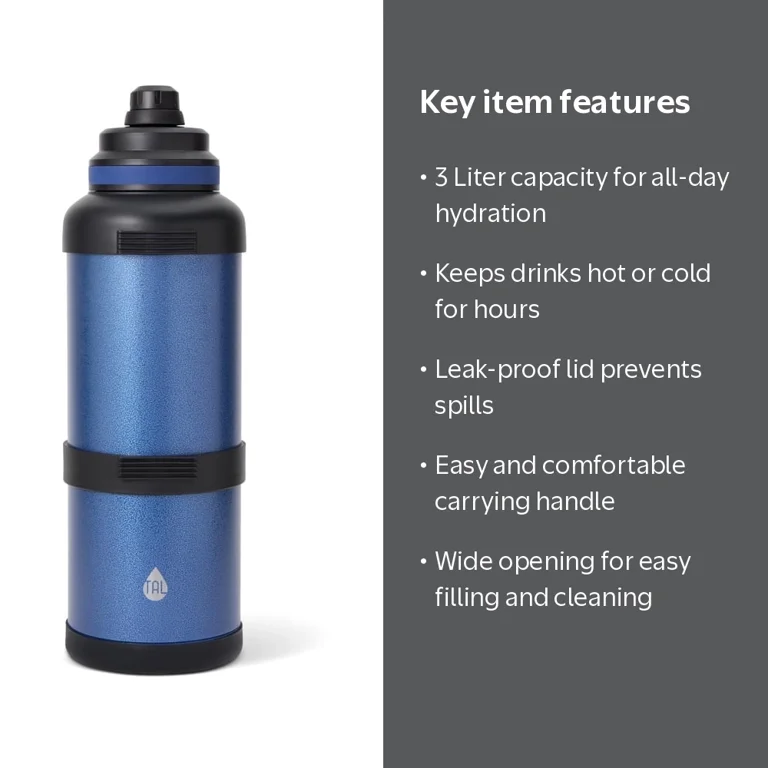 TAL Stainless Steel Zeus Water Bottle 3 Liter, Navy Blue - Walmart.com