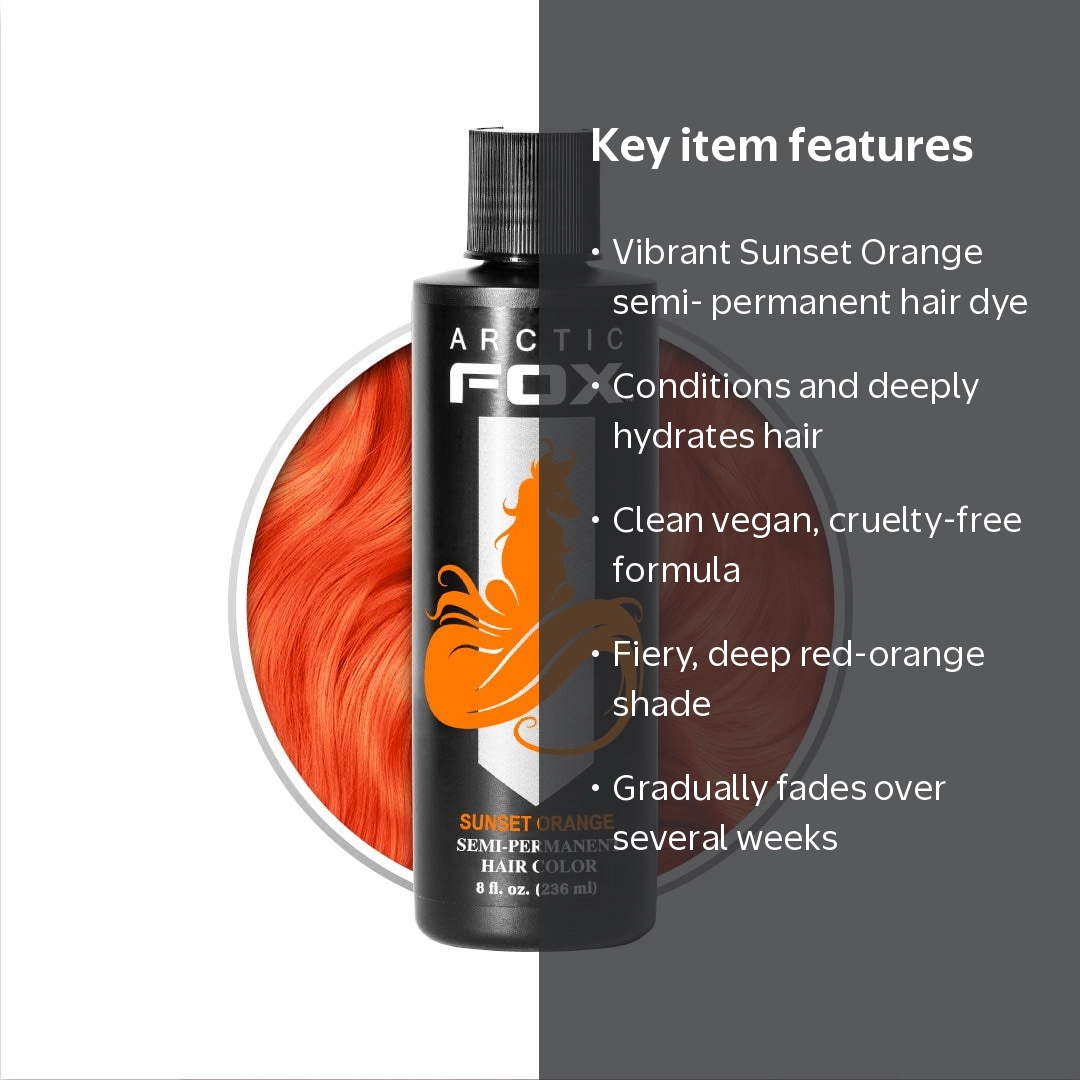Arctic Fox, Semi-Permanent Hair Color Dye, Sunset Orange, 8 fl oz