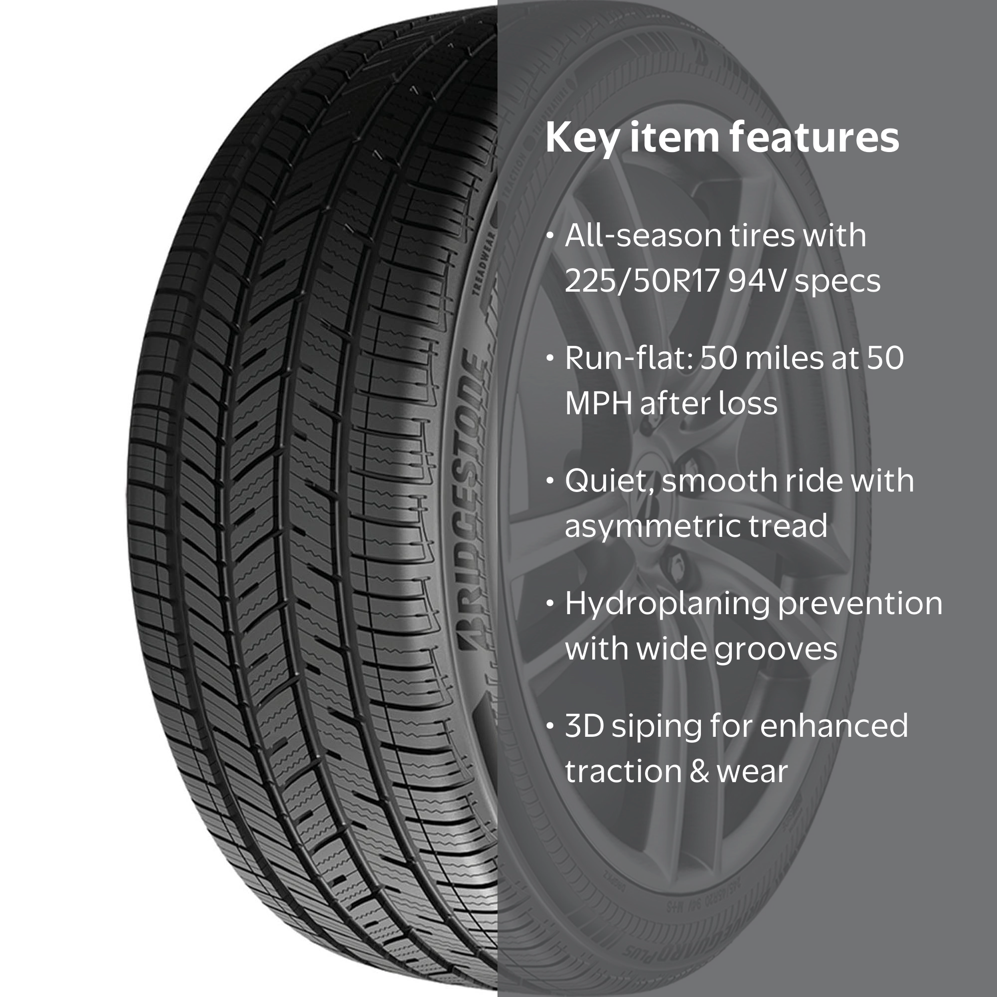 Bridgestone DriveGuard Plus Touring 225/50R17 94V Passenger Tire