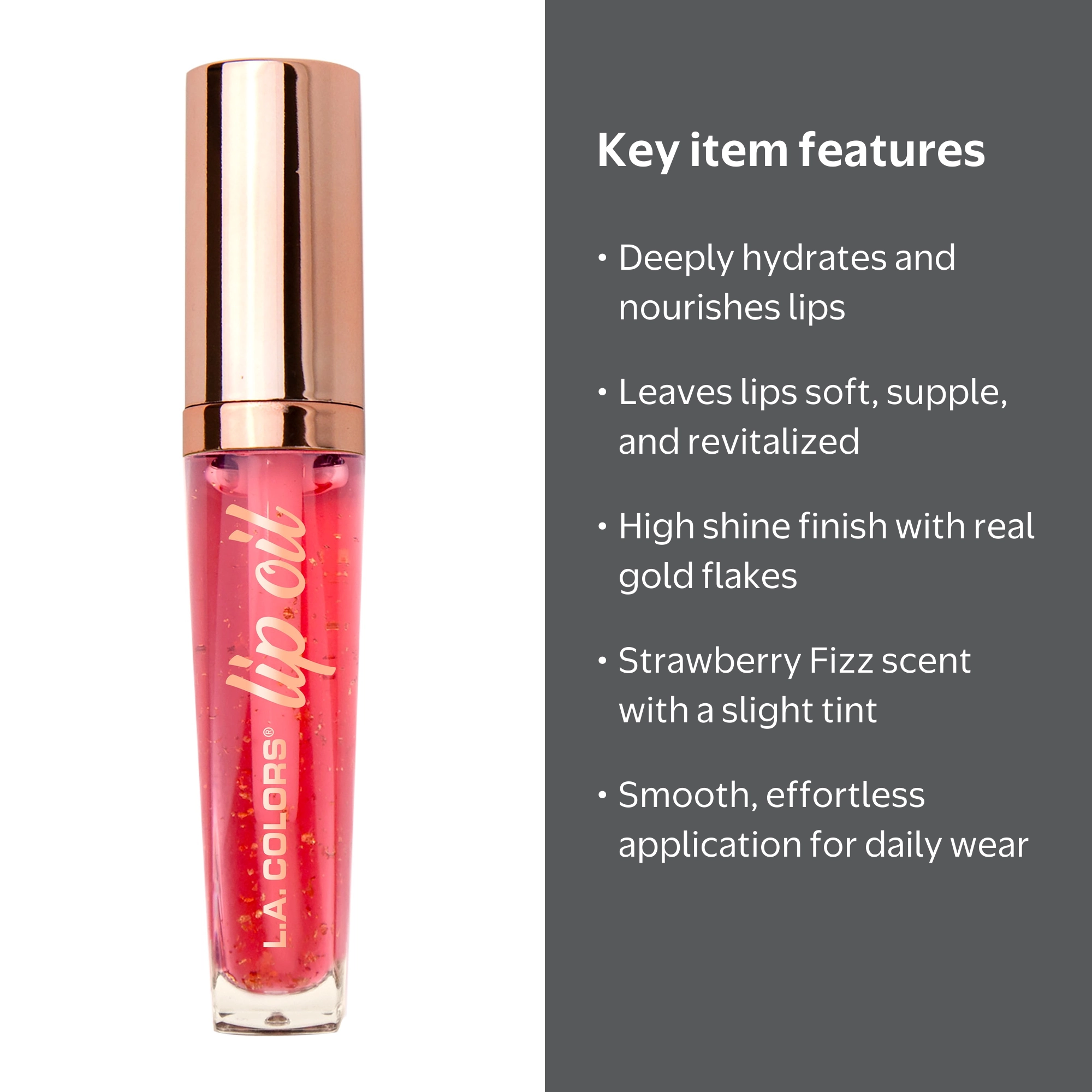 L.A. COLORS Lip Oil Hydrating & Nourishing Lip, Strawberry Fizz