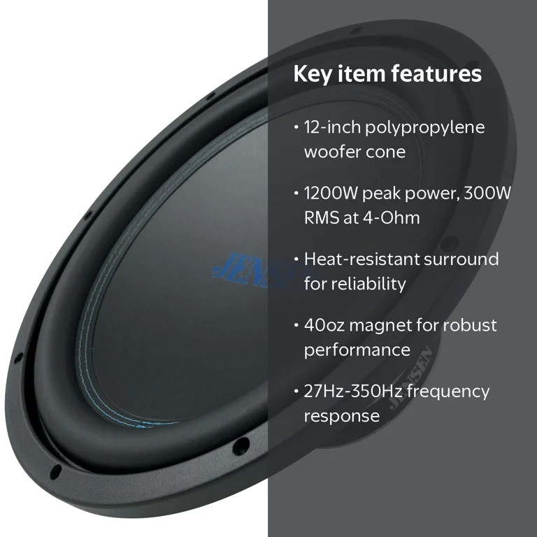 Jensen, Car Subwoofer, 12-inch, 1200 Watts Peak Power - Walmart.com