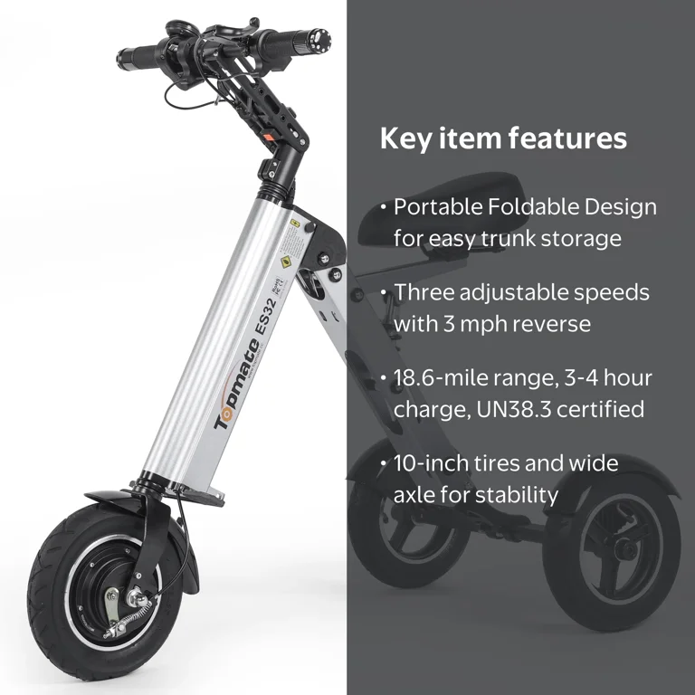 TopMate ES32 Electric Tricycle Foldable E-Scooter with Seat for