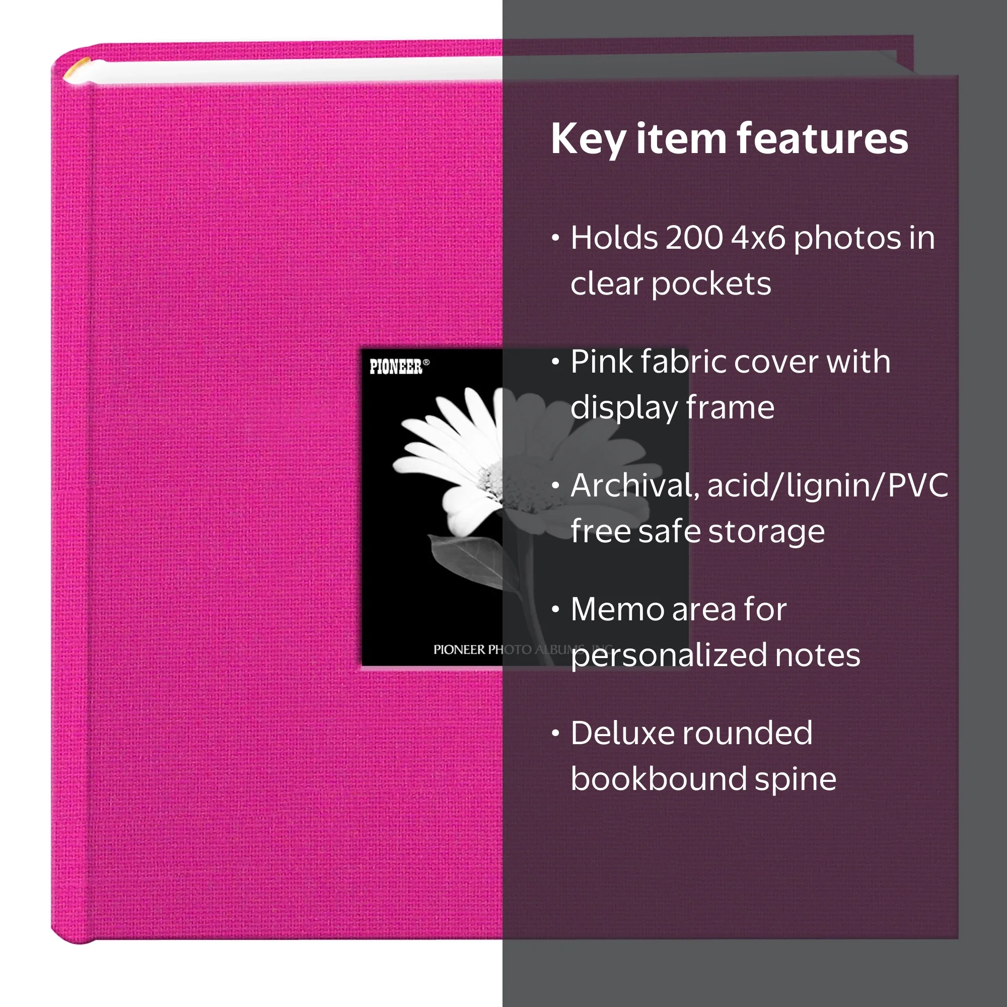 Pioneer Photo Albums Fabric Frame 200 Pkt 4x6 Photo Album, Bright