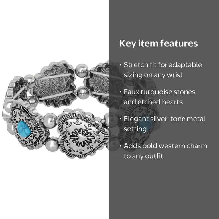 Jessica Simpson Women's Faux Turquoise Heart Stretch Bracelet