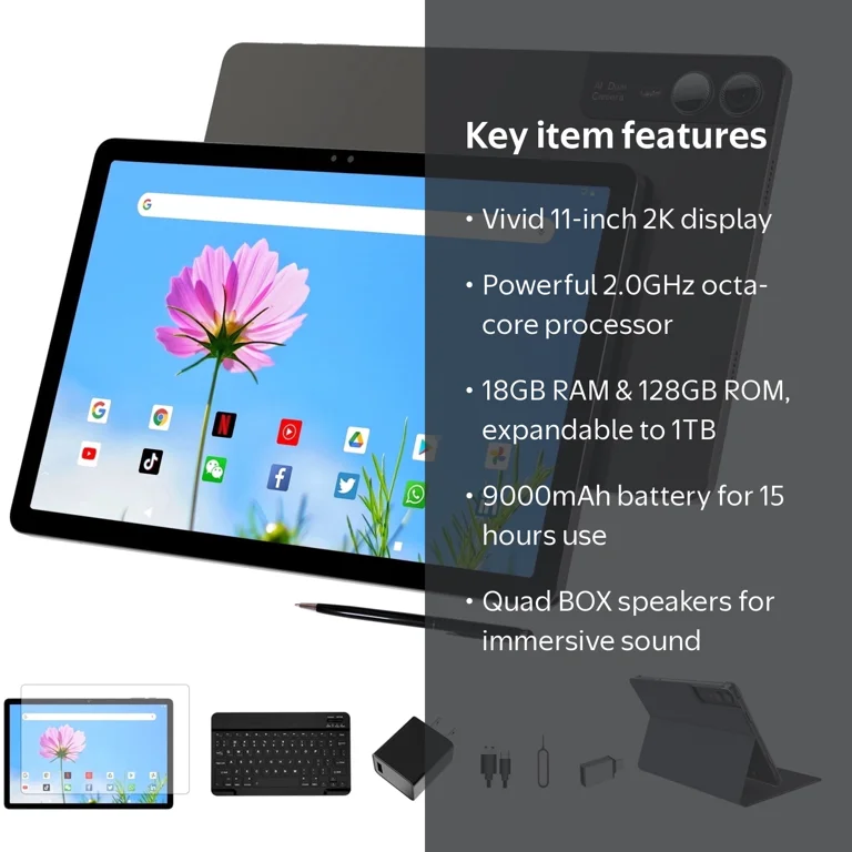 Free Shipping! YHWHHI 11 Inch Android 14 Tablet 18GB RAM 128GB ROM