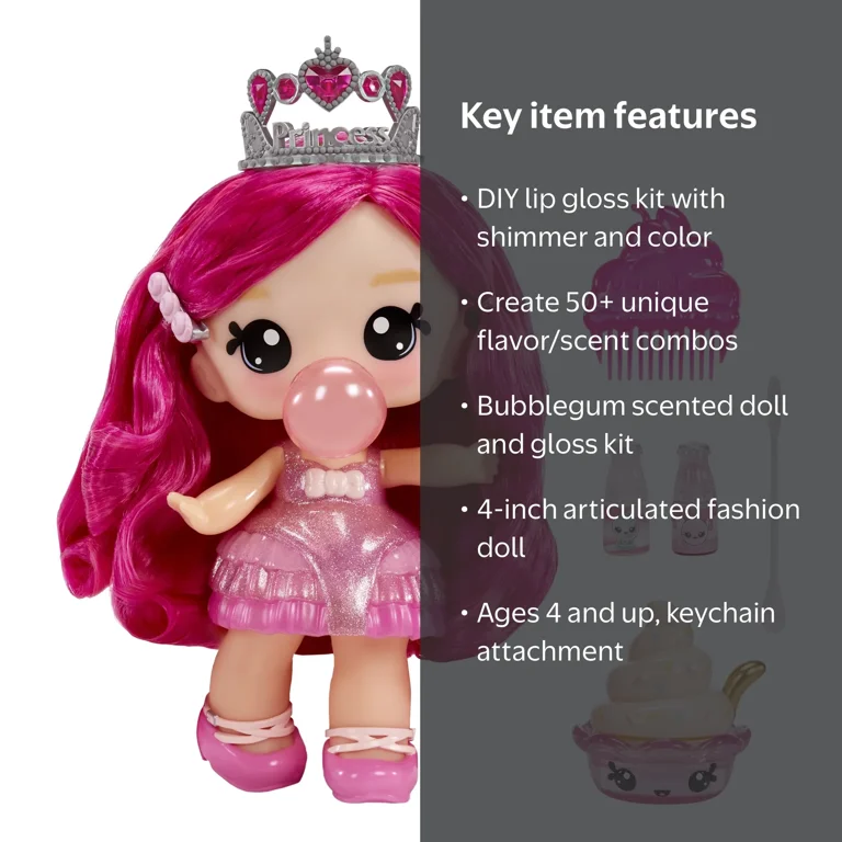 Yummiland, Doll + Lipgloss Kit, Bianca Bubblegum, Ages 4+