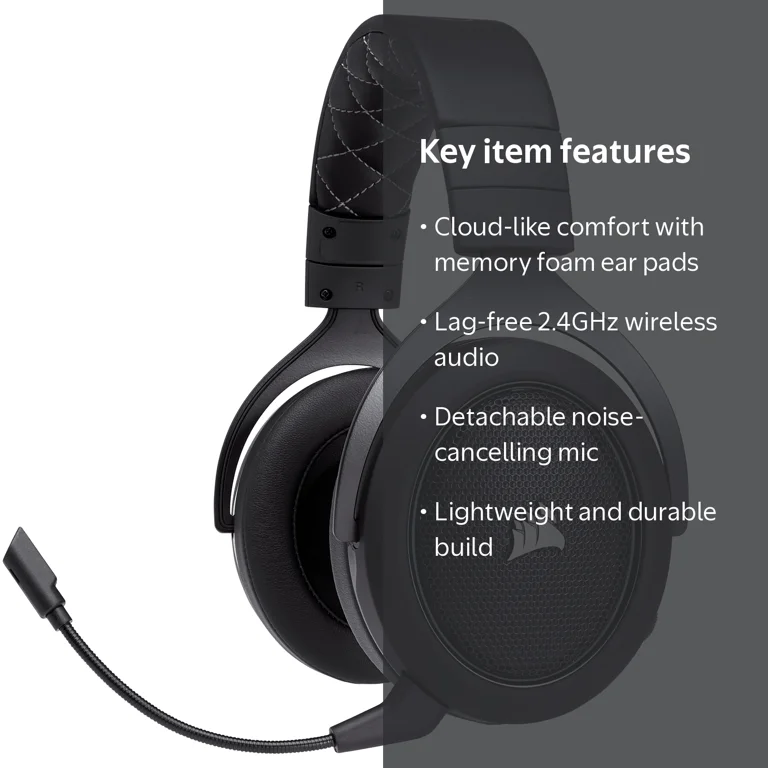 CORSAIR HS70 PRO WIRELESS Gaming Headset, Carbon - Walmart.com