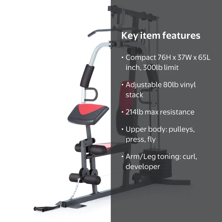 Weider 2980 X Home Gym, 80lb Vinyl Weight Stack, 214lb Resistance