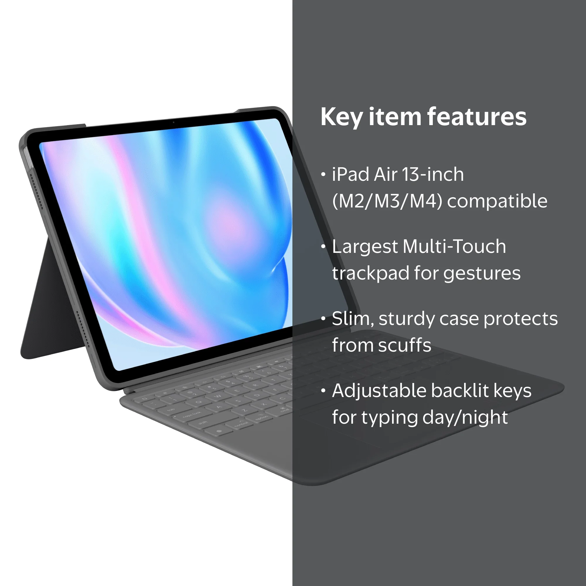 Logitech, Combo Touch iPad Air 13-inch Keyboard Case, M2 M3 M4