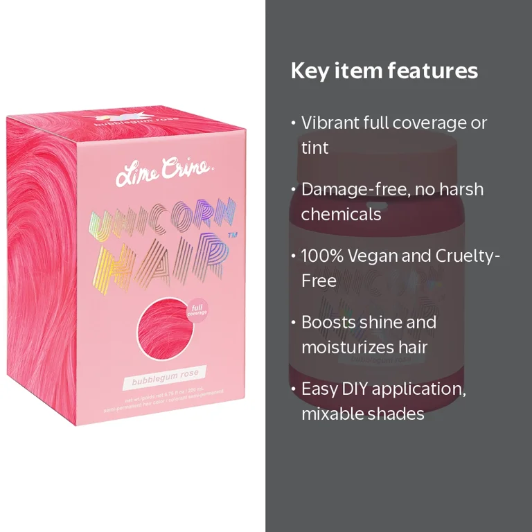 Lime Crime Vegan Semi-Permanent Hair Color Bubblegum Rose Full