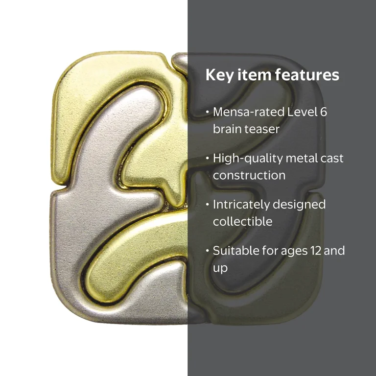 BePuzzled, Square Hanayama Metal Brainteaser Puzzle Level 6 Ages