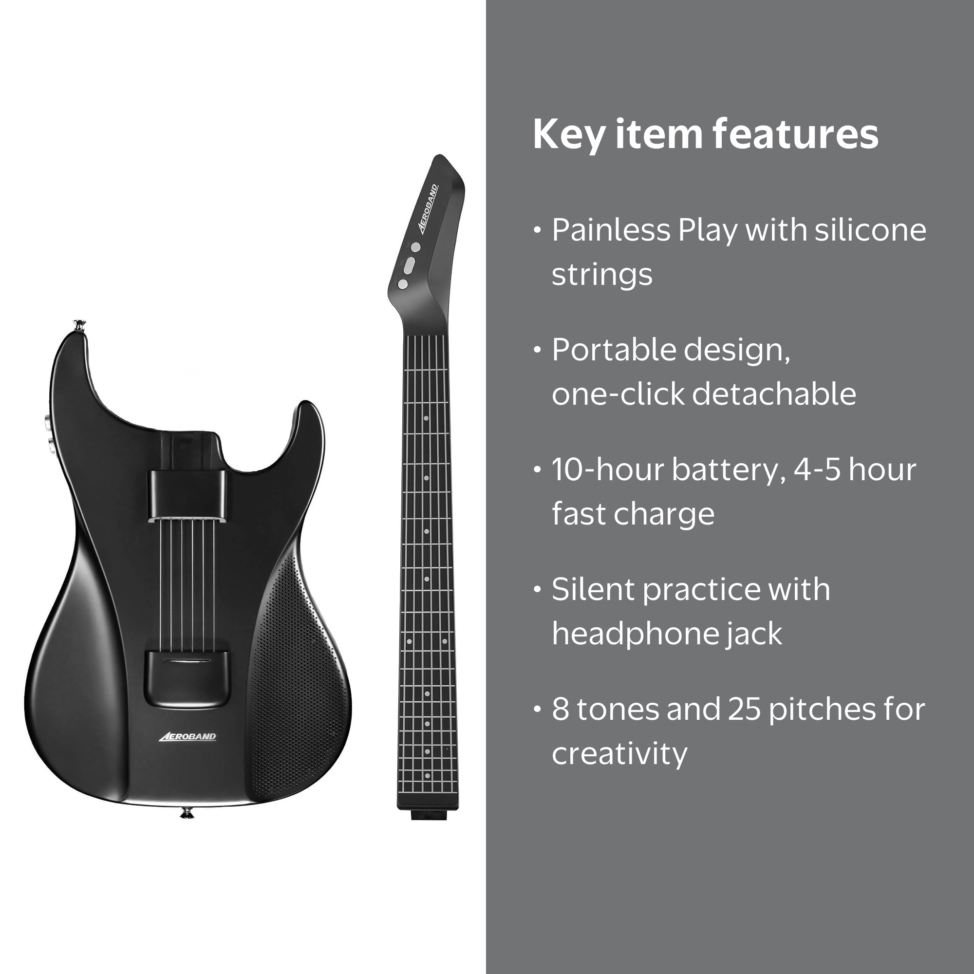 AeroBand Portable Stringless Acoustic Electric Guitar for Travel
