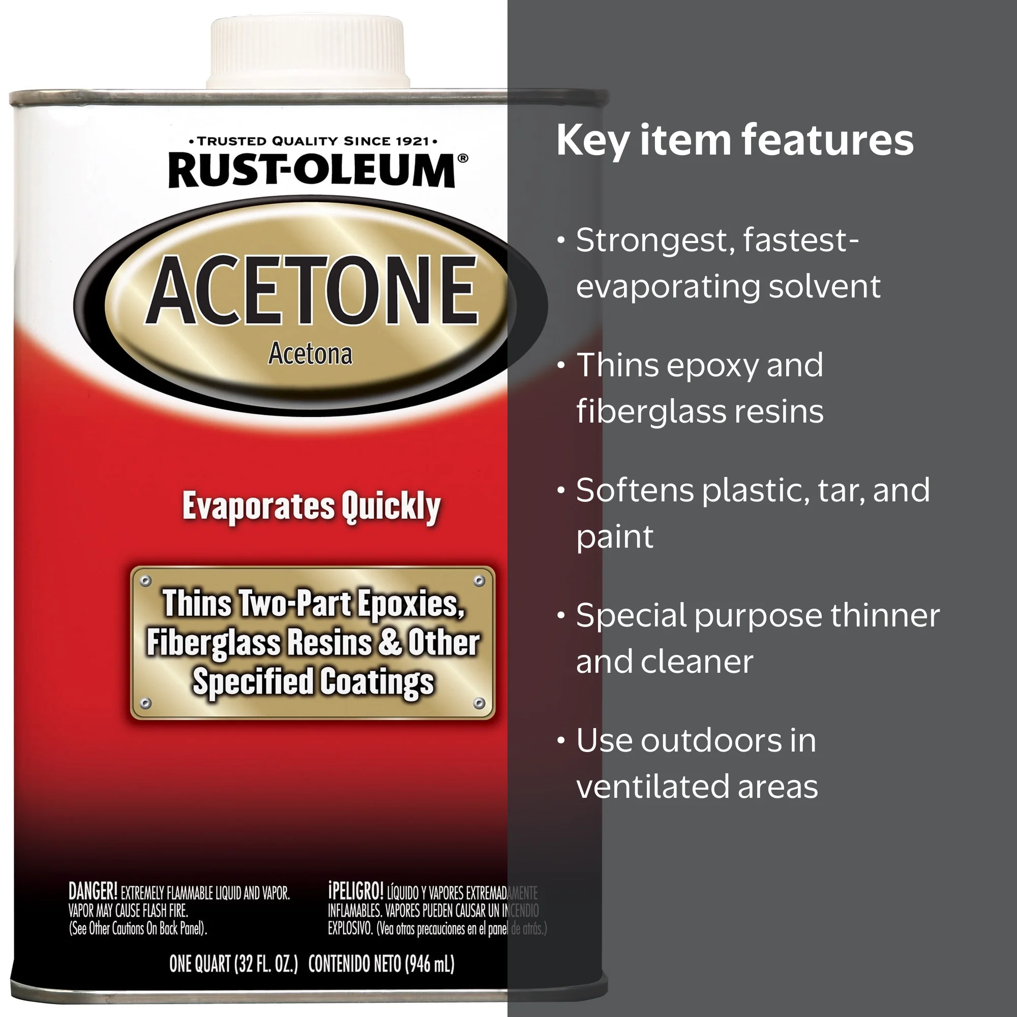 hi-yan⭐︎ Rust-Oleum Automotive Acetone-248667, Quart - Walmart.com