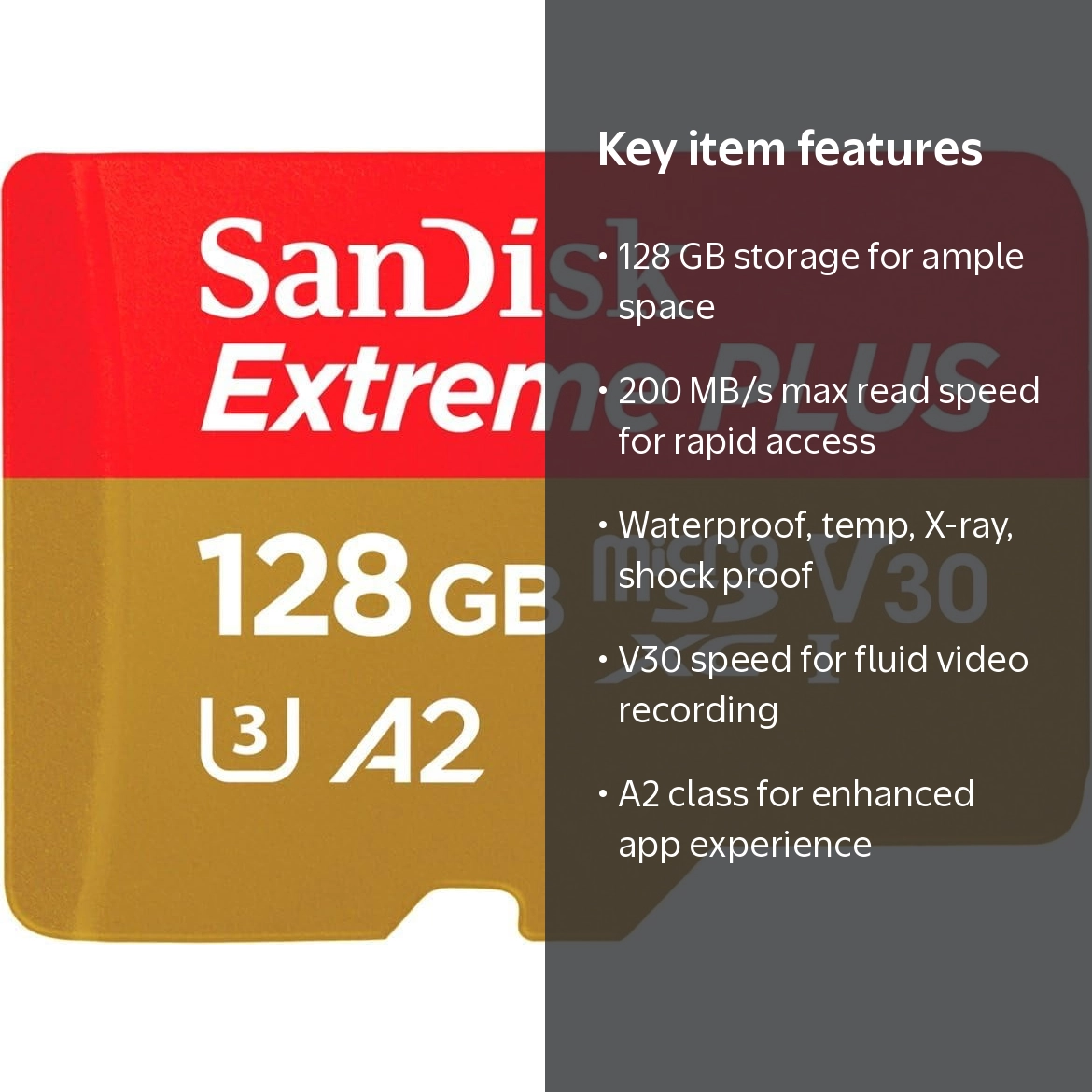 SanDisk Extreme PLUS 128 GB Class 3/UHS-I (U3) V30 microSDXC - 1