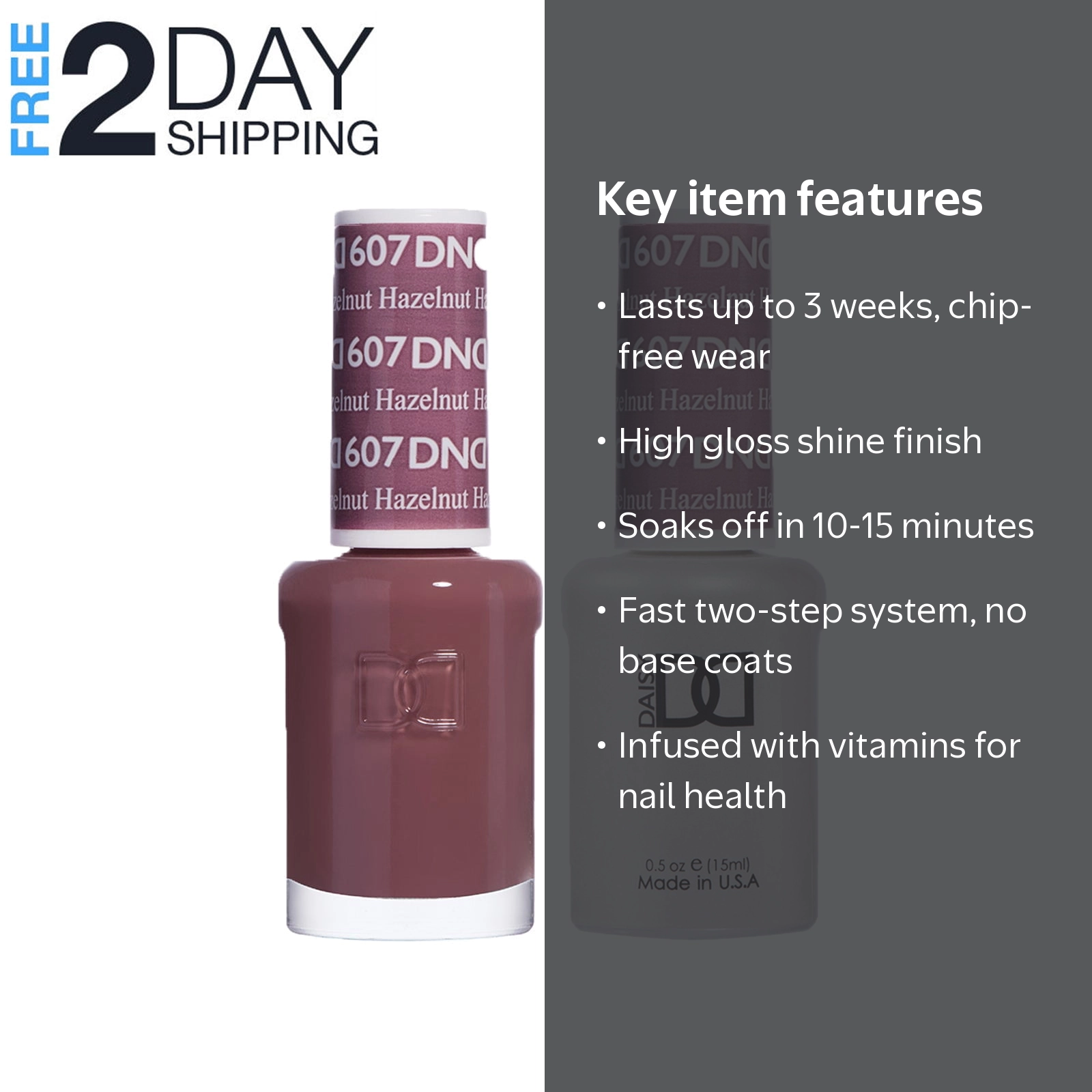 DND Gel Nail Polish & Nail Lacquer Set Soak Off Duo Set - #607