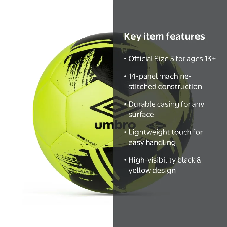 Umbro Scramble Size 5 Training Soccer Ball, Yellow and Black