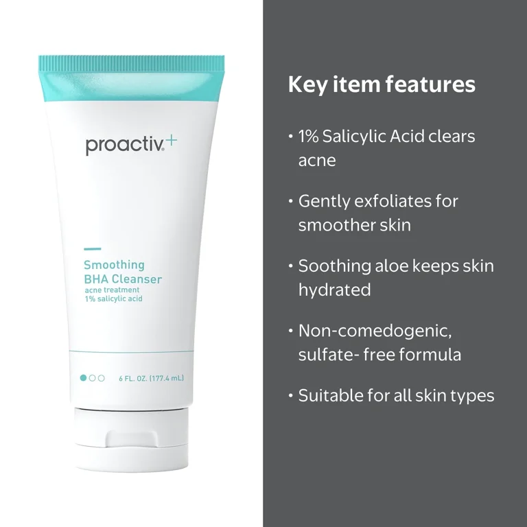 Proactiv+ Smoothing BHA Cleanser, Gentle Formula with 1% Salicylic