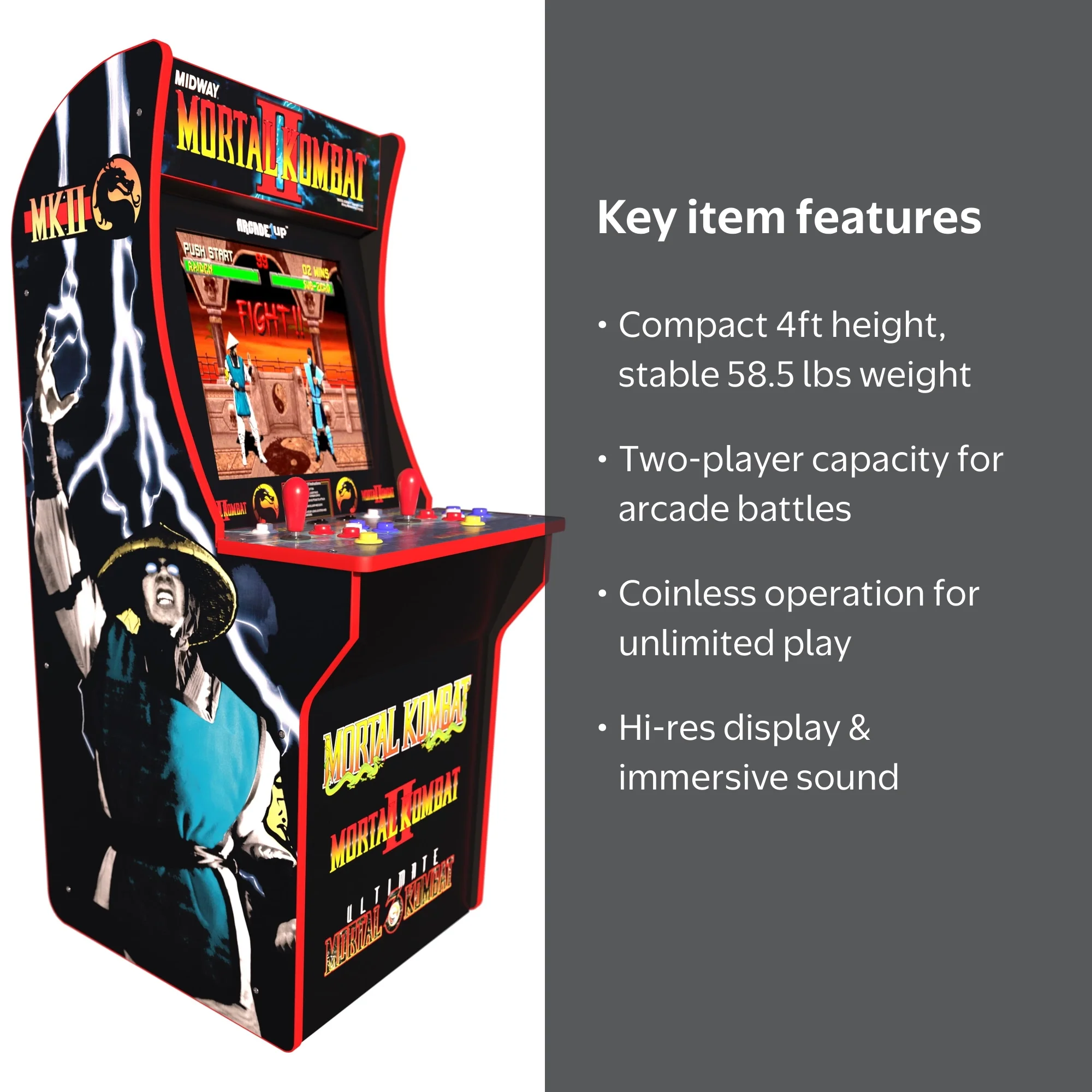 Open Box Arcade1Up Mortal Kombat Arcade Machine, 4ft, 58.5lbs