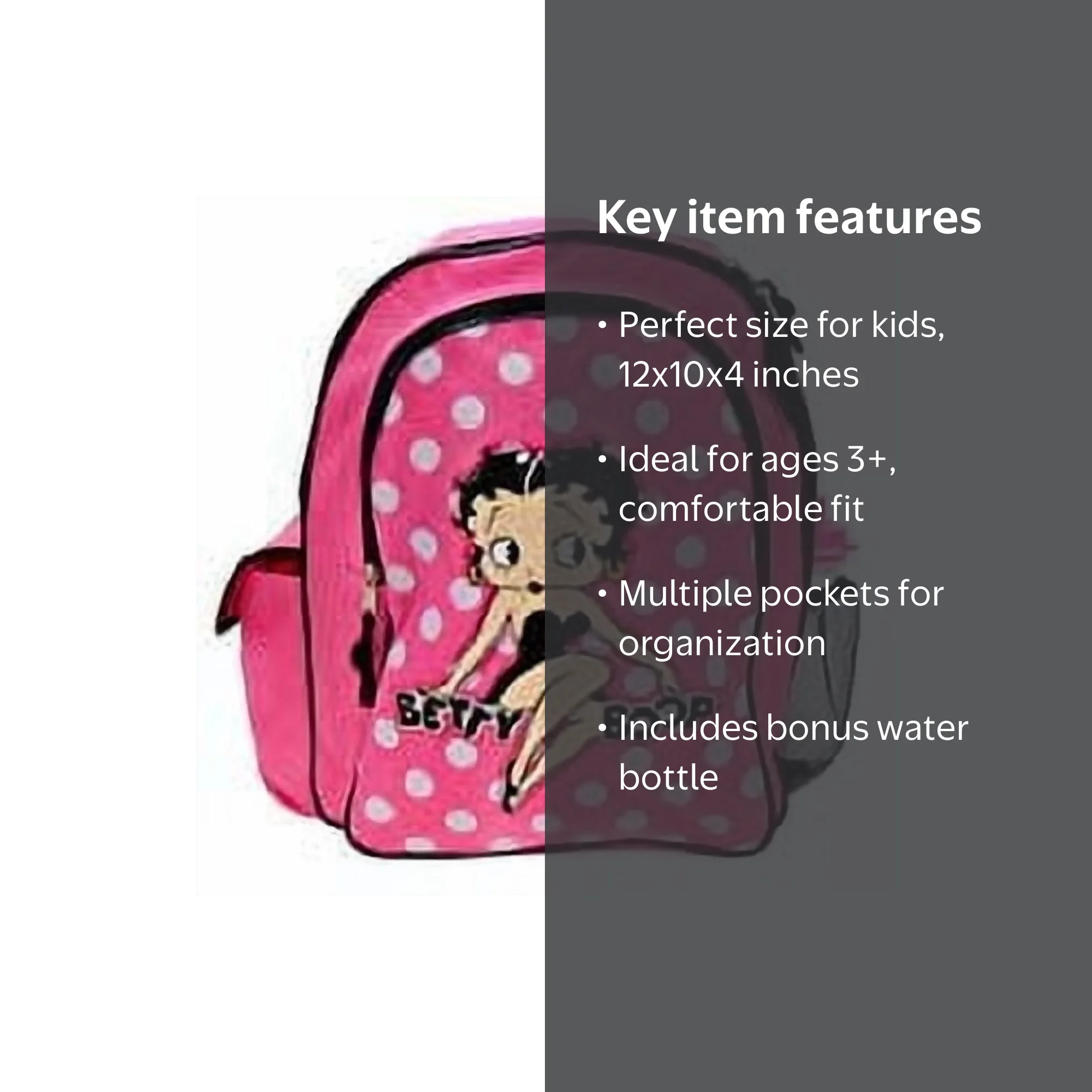 Betty Boop Small Backpack 12 inches with Bonus Water Bottle  display picture 2